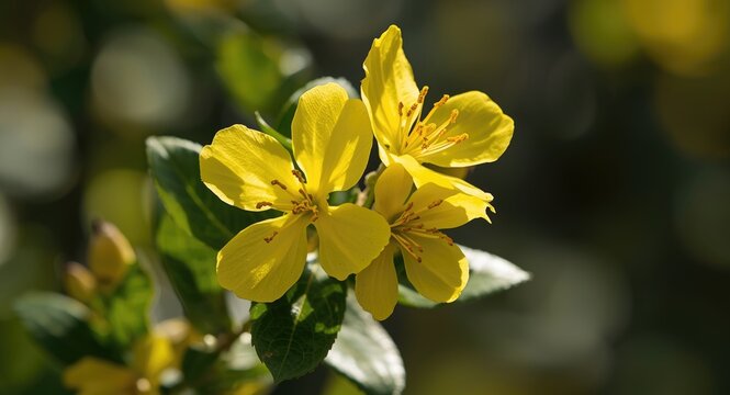 Sunny yellow hibbertia scandens snake-vine flowers blossoming vibrantly