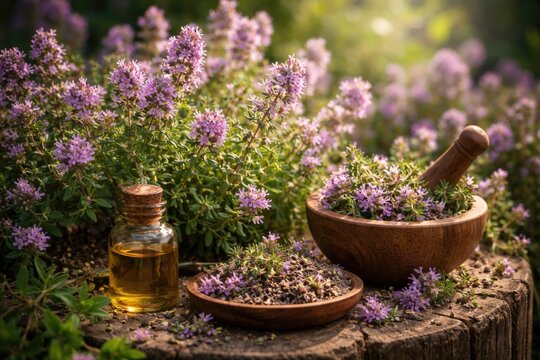 Thymus serpyllum plant in bloom highlighting botanical medicinal uses