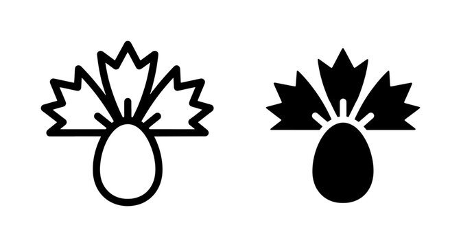 Cornflower blossom outline and solid black icon set
