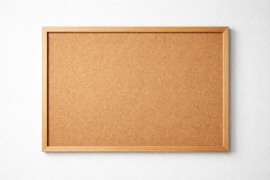 White wall background featuring wooden framed corkboard texture with copy space
