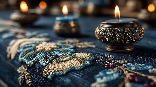 Ornate beaded embroidery prayer shawl high resolution picture