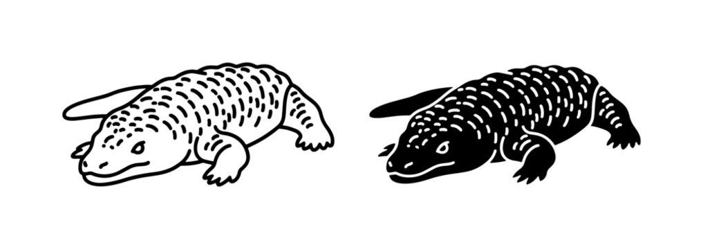 Gila Monster Lizard Hand Drawn Vector Illustration