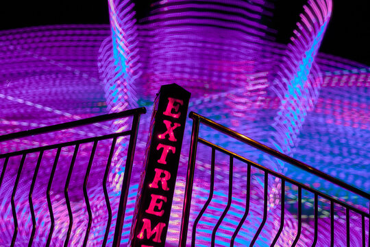 Abstract Long Exposure of a Fast Moving Carnival Ride
