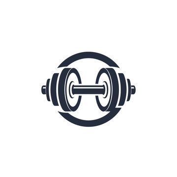 Dumbbell logo for fitness and workout.