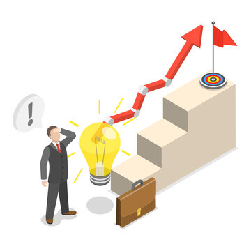 3D Isometric Flat  Illustration of Path to Enlightenment. Item 2