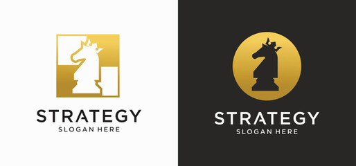 Creative Chess Strategy Logo with Geometric King and Tactical Style © kingmakerz