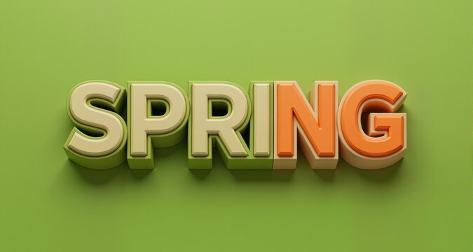 Green beige and orange spring 3d editable text effect - font style
