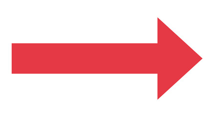 Red arrow pointing to the right on a white background with direction isolated movement navigation continue objective strategy decision progress minimalist signpost guidance information © Taslima