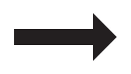 Black arrow pointing to the right on a white background with direction isolated movement navigation continue objective strategy decision progress minimalist signpost guidance © Taslima
