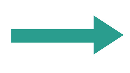Teal arrow pointing to the right on a white background with direction isolated movement navigation continue objective strategy decision progress minimalist signpost guidance indication © Taslima