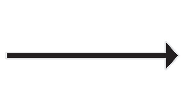 Black arrow pointing to the right on a white background with next step direction progress isolated background navigation continue illustration abstract movement communication decision