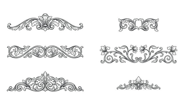 Elegant floral decorative vector borders and ornaments for design.