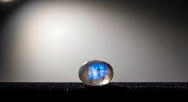 Luminous Moonstone Gemstone Glowing with Blue Adularescence