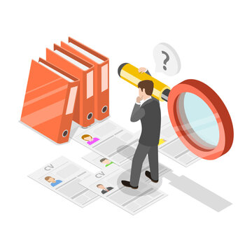 3D Isometric Flat Vector Illustration of Job Interview, Recruitment Agency, HR as Human Resources. Item 3