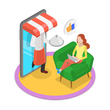 3D Isometric Flat Vector Illustration of Digital Gift Voucher, Online Shopping and Global Delivery. Item 2