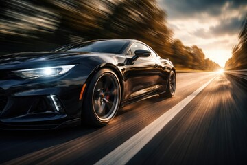 Naklejka premium Dynamic motion blur of a vehicle speeding on the right side
