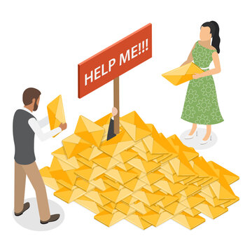 3D Isometric Flat Vector Illustration of Spam, Excessive Emails, Phishing, And Scam Activity. Item 2