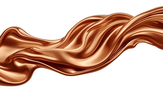 A flowing copper-colored fabric wave against a white background