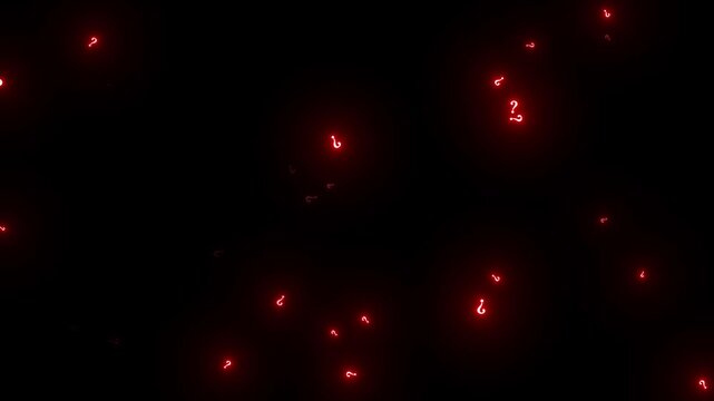 Neon 3D rotating question mark animation for cyberspace and technology themes, digital question symbol for asking doubts and solving problems, high-quality motion graphics for tech videos