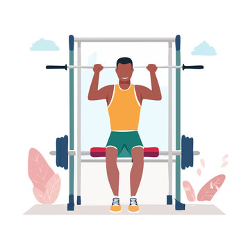 Man lifting weights on a smith machine in a gym