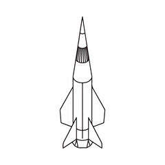 Fototapeta premium Detailed line drawing of a classic rocket ship