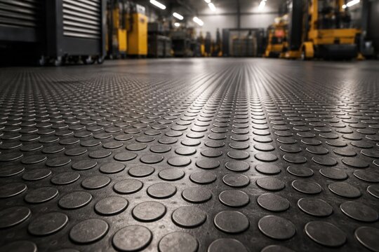 Heavy duty PVC studded flooring optimized for industrial use and long lasting durability
