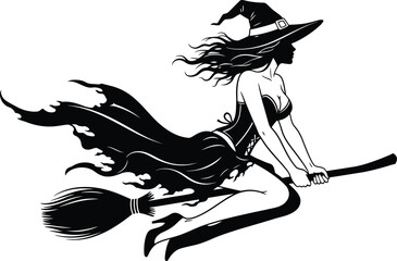 Witch on a broom - Halloween  © ATIK Nur 