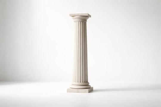 Lone Doric style pillar showcased on a clean white surface