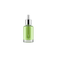 Fototapeta premium Green Glass Dropper Bottle Mockup for Skincare Serum on Minimal Background 