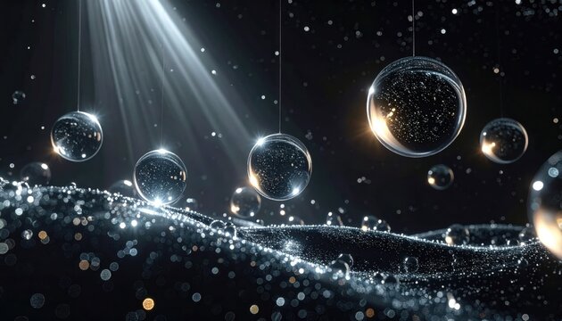 Glistening Quantum Condensate Droplets suspended in ethereal light and zero gravity