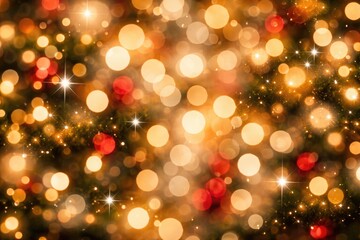 Fototapeta premium Holiday season glowing circular bokeh texture with twinkling lights