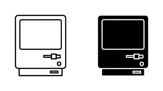 Retro Personal Computer Line and Glyph Icon Set