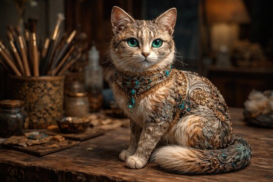 Artisan created cat model with unique handmade design