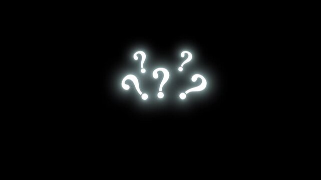White animated question marks moving on green screen, motion graphic effects for doubts and curiosity, 4K resolution transparent effect for easy video editing and high-end visual effects