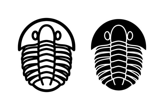 Trilobite fossil prehistoric arthropod icon set