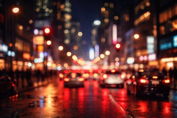 Obraz premium Defocused metropolitan street setting with glowing lights