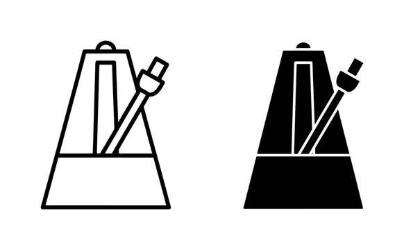 Musical Metronome Outline and Solid Glyph Icon Set