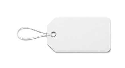 Naklejka premium Blank white price tag with string loop for retail or product labeling.