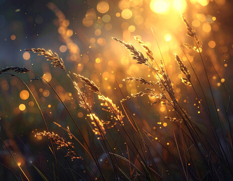 Golden Sunlight Through Wheat Field