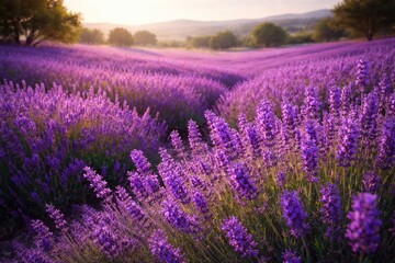 Fototapeta premium Lavender blossoms spreading vibrantly in an extensive fragrant field