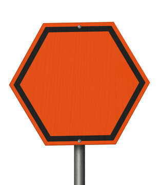 Blank orange warning sign isolated on white