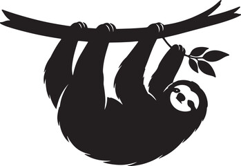 Fototapeta premium Black and white cartoon sloths illustration in a clean vector art style with simple animal design