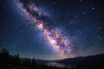 Fototapeta premium Bright Milky Way galaxy shining across a clear starry night sky