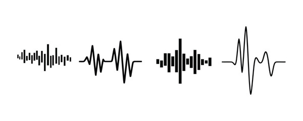 Obraz premium Audio Waveform Icon Set – Sound Signal Frequency Vector Collection