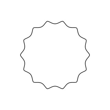 White Wavy Sunburst Badge Icon - Blank Decorative Seal for Offers and Awards