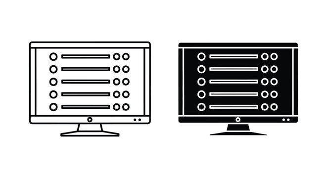 Computer monitor displaying a list of selectable radio buttons for user interface design