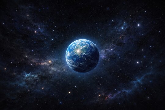 A distant perspective of Earth, the tiny blue planet in space