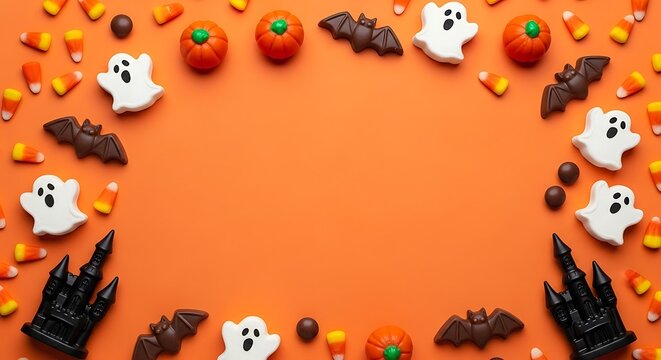 Halloween candy border a festive arrangement for spooky celebrations
