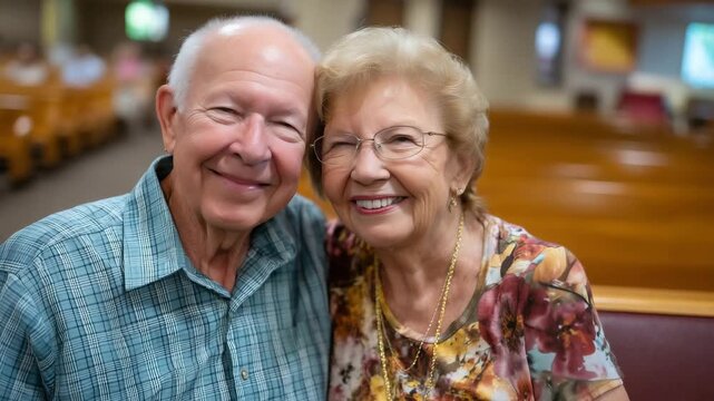 Elderly couple renewing vows in small hospital chapel, celebrating decades together despite health challenges and medical circumstances, perfect for healthcare romance, commitment