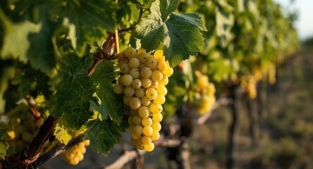 Naklejka premium White wine grape from northern Italy cultivated by Guyot pruning style